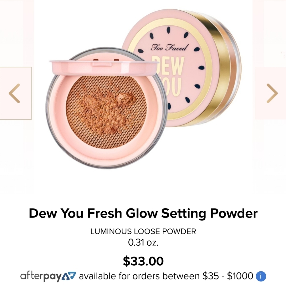 Too faced dew you setting powder